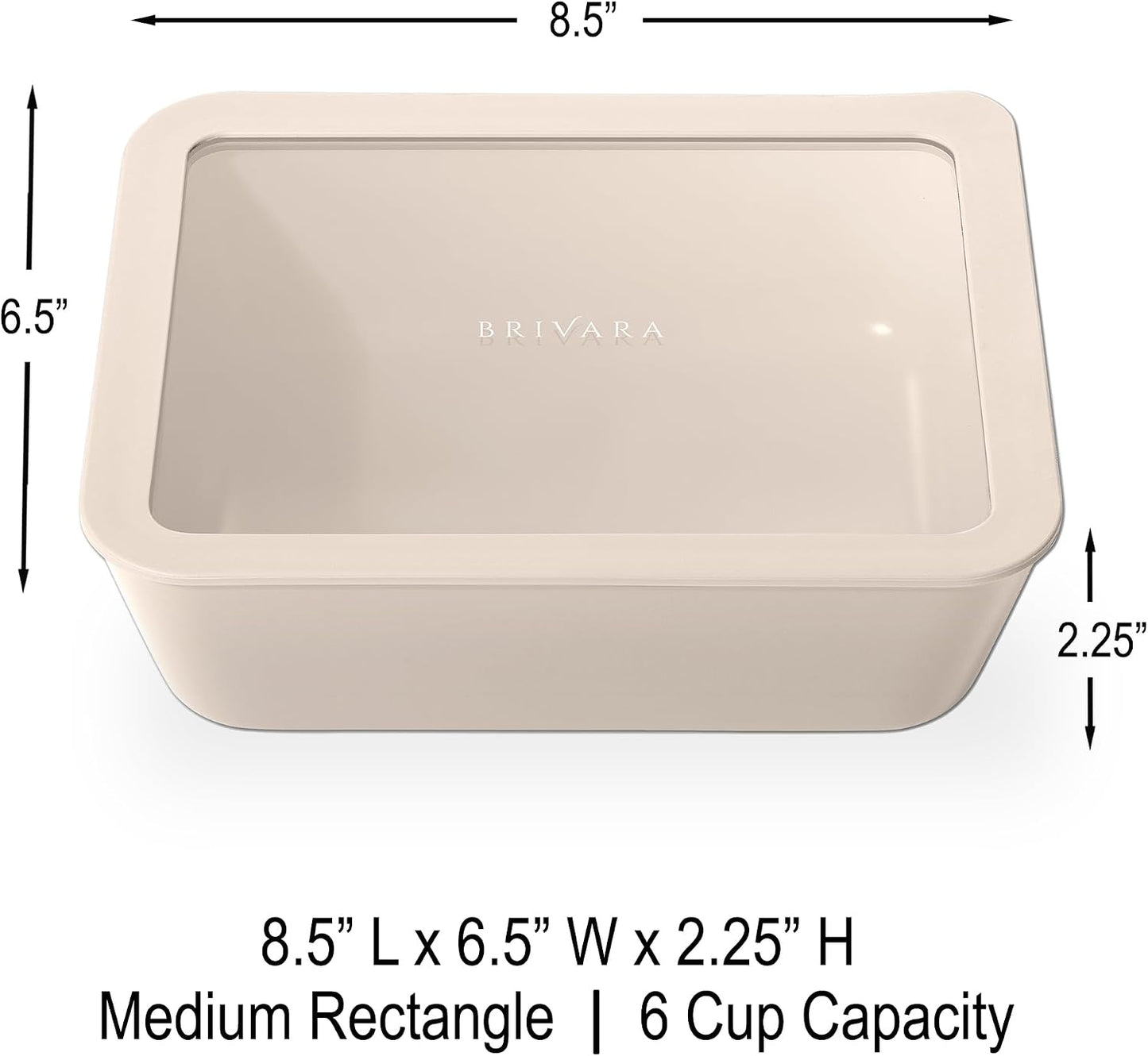 Ceramic Coated Glass Food Storage Container | No PTFE, PFOA, PFAS, and BPA | Reusable Non Toxic Meal Prep Container with Glass Lid | Easy To Store | 3 Cup Rectangle [Onyx]