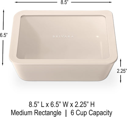 Ceramic Coated Glass Food Storage Container | No PTFE, PFOA, PFAS, and BPA | Reusable Non Toxic Meal Prep Container with Glass Lid | Easy To Store | 3 Cup Rectangle [Onyx]