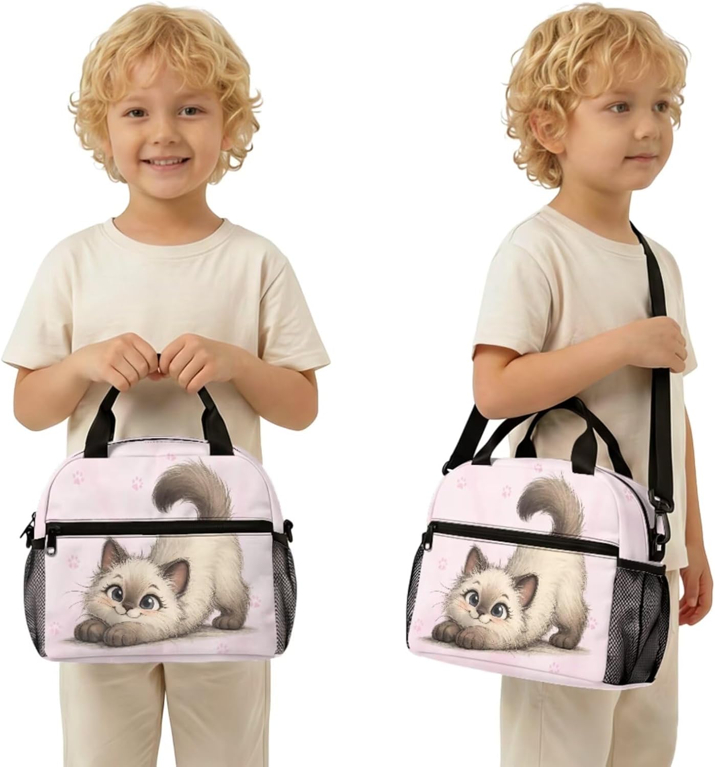 Cute Capybara Pizza Backpack for Girls, 5 Pcs Boys School Bag Set for Kids, 17 Inch Backpacks Lunch Pencil Box Reusable Utensils Case Set for Middle Elementary School, 3rd Grade Backpack