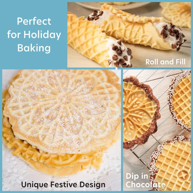 CucinaPro Pizzelle Maker, Non-Stick Electric Baker, Make Two 5-Inch Cookies