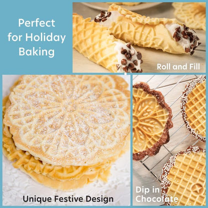 CucinaPro Pizzelle Maker, Non-Stick Electric Baker, Make Two 5-Inch Cookies