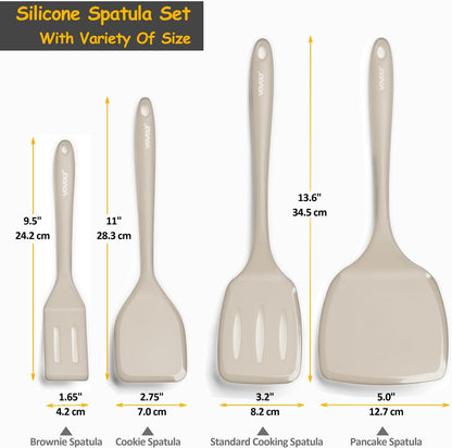 Silicone Spatula Set, 600°F Heat Resistant Silicone Spatula Turner Flipper for Cooking, Non Stick and Non Scratch Kitchen Utensils for Eggs & Pancakes, 4 Pack, Black