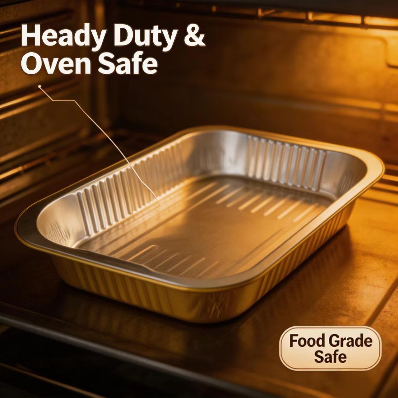 Aluminum Foil Pans with lids 10pack Heavy Duty 2LB Small foil pan 8.5"×6" Disposable, For Microwave & Oven Safe Cooking,Baking,A takeaway food container,Gold