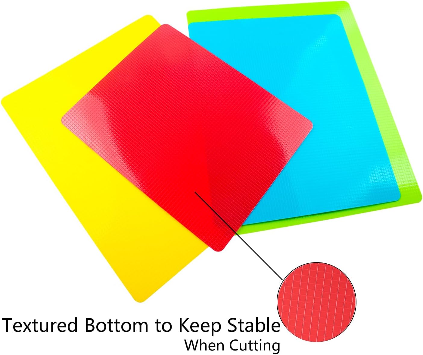 Flexible Cutting Board mats, Plastic Cutting Boards for Kitchen Cooking, Cutting board sheets for Meat and Vegetables, Dishwasher Safe Set of 4Pcs