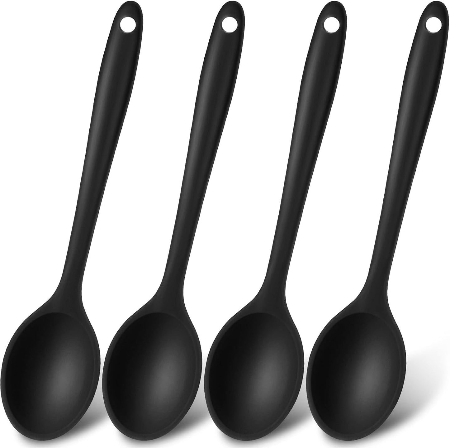 Patelai 4 Pieces Small Silicone Cooking Spoons 8 Inch Heat Resistant Silicone Serving Stirring Spoon for Kitchen Nonstick Cooking Tool Basting Utensils Dishwasher Safe(Red, Orange, Green, Purple)