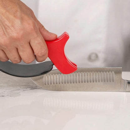 Hand-Held Kitchen Knife Sharpener for Chef Knives – Professional Grade Tool with Reversible Carbide Blades, Stainless Steel & Safety Finger Guard - Knife Sharpening Use by Chef Master 90015