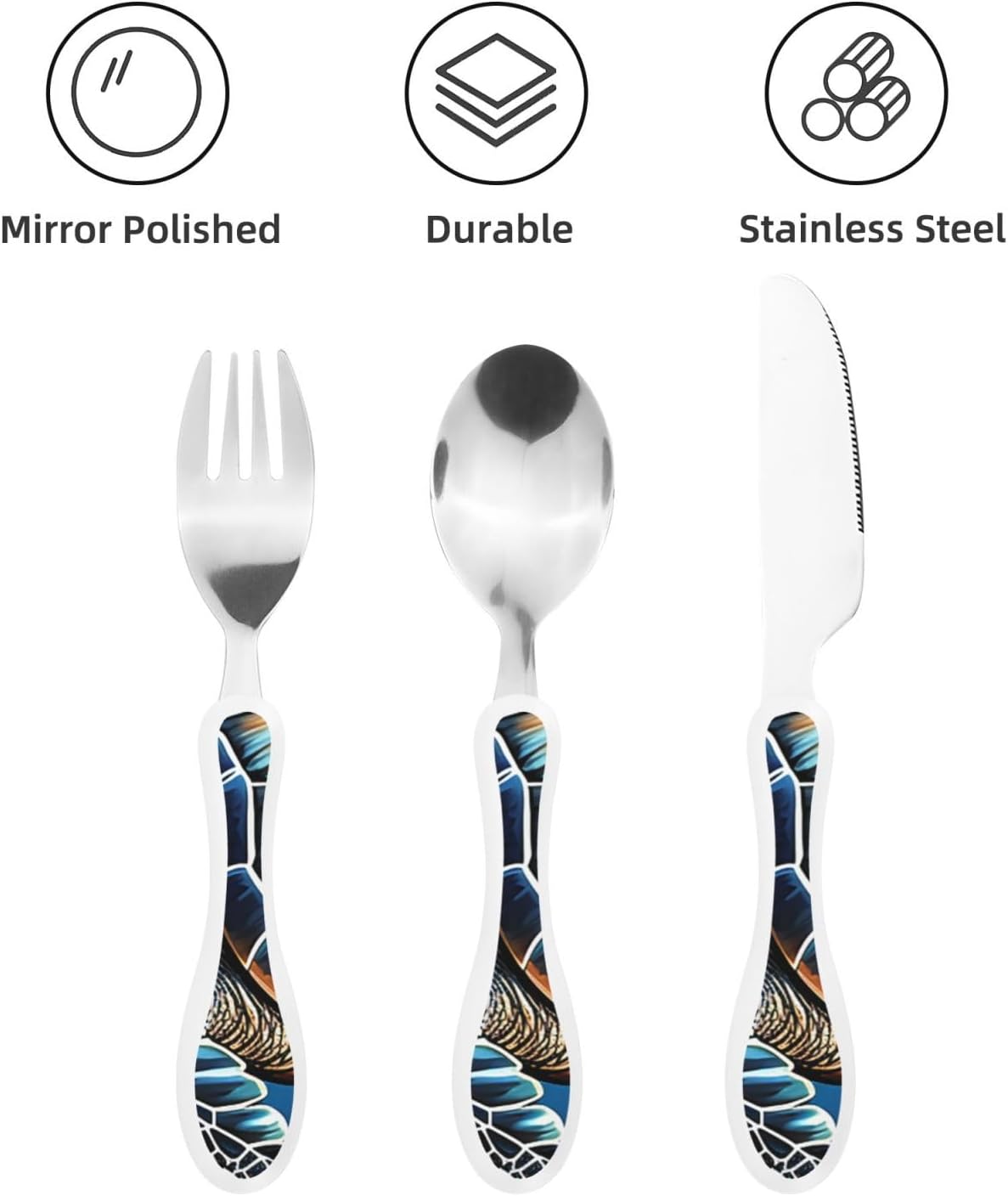 3-Piece Kids Silverware Set With Storage Case, Stainless Steel Reusable Children Safe Knife Spoon Fork Set Elephant Pattern Children Flatware Set For Kids Lunch Box