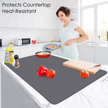 Extra Large Silicone Mat, 31.5x23.6 Inch Heat Resistant Mat for Kitchen Counter, Non Stick Silicone Baking Mat for Dough and Pastry, Thick Silicone placement Countertop Protector, Black countertop mat