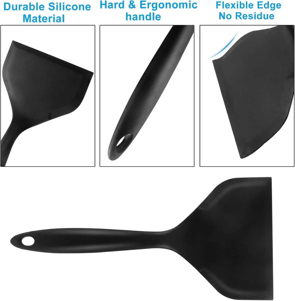 Hitefu 2 Pcs Silicone Spatula Turner, Green & Pink