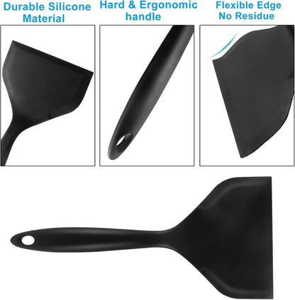 Hitefu 2 Pcs Silicone Spatula Turner, Green & Pink