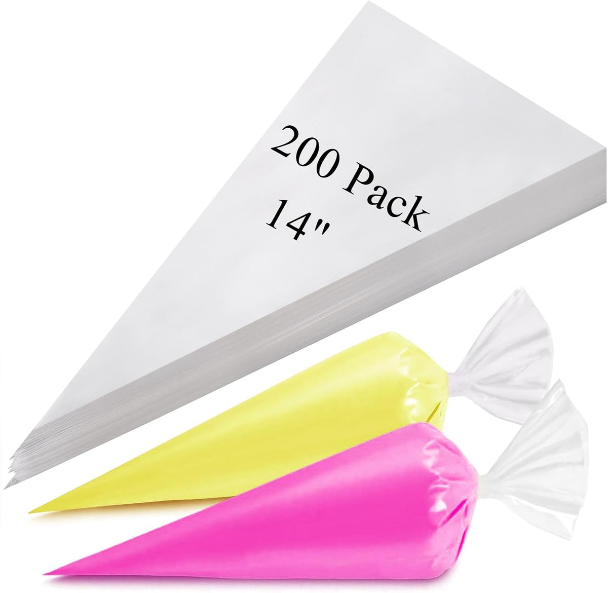 Piping Bags 12 & 16 Inch, 200 PCS Tipless Piping Bags Disposable Pastry Bags Thick Icing Bags for Decorating Cake Cookies