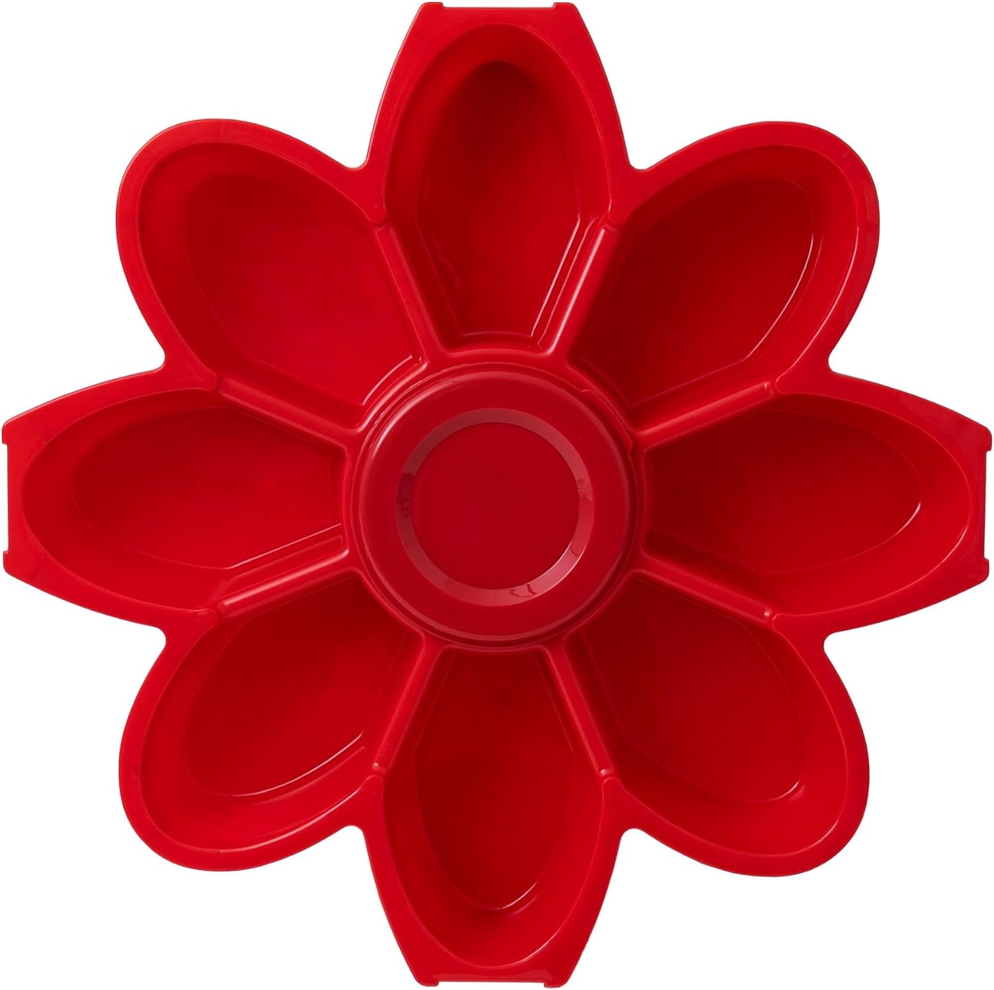 KOLORAE Flower Snack Serving Tray - 9 Compartment Party Platter with Dressing Cup for Chips and Dip, Fruits and Veggies - Game Day & Summer Entertaining Tray