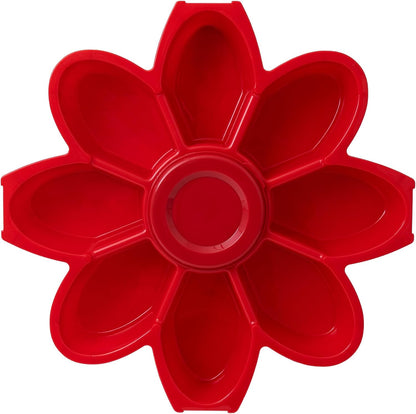 KOLORAE Flower Snack Serving Tray - 9 Compartment Party Platter with Dressing Cup for Chips and Dip, Fruits and Veggies - Game Day & Summer Entertaining Tray