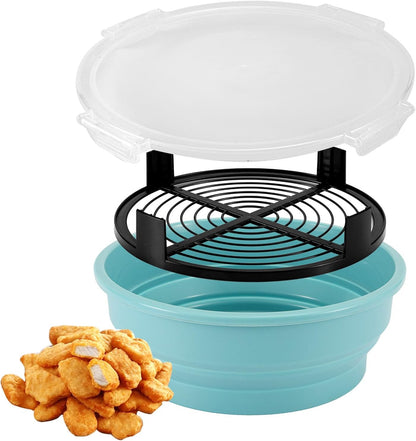 Breading Shaker Bowl, Silicone Bowl Shaker with Lid Collapsible Mixing Bowls Fish Batter Shaker Chicken Wing Flour Coater Breader Shaker Bowl Better Bowl for Fried Fish, Fried Chicken, Onion Rings