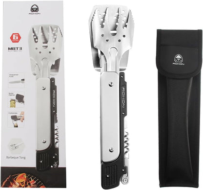 ROXON 6-in-1 Folding Grill Utensils Set, 14" BBQ Tools for Camping S601