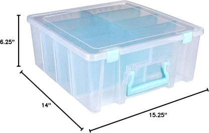 ArtBin 6990SO Super Satchel Double Deep Compartment Box - Art Storage with 8 Removable Compartments, Smart Closure for Craft Supplies (Gold - Pack of 1)
