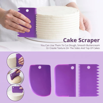 Adjustable Cake Leveler with 3 Cake Scrapers, 9 Height Cake Slicer