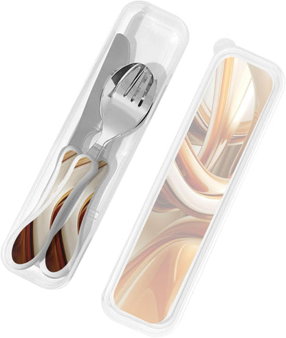 3-Piece Kids Silverware Set With Storage Case, Stainless Steel Reusable Children Safe Knife Spoon Fork Set Blue Active Girl Running Sunset Children Flatware Set For Kids Lunch Box - Colors A