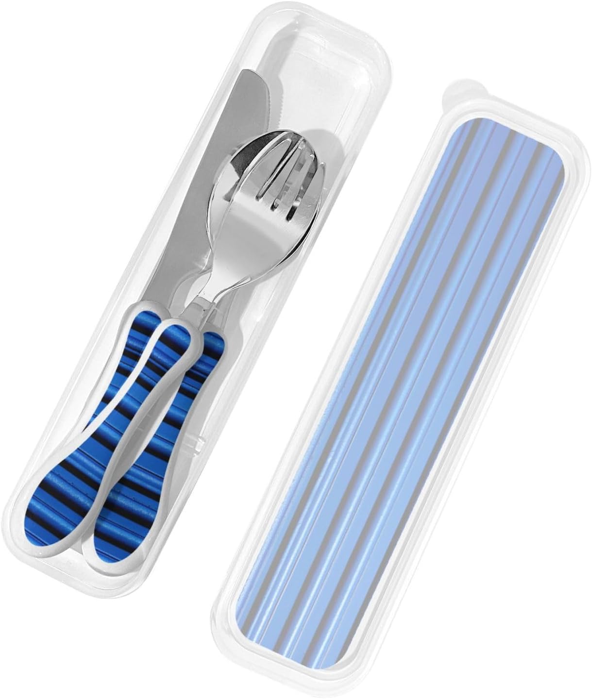3-Piece Kids Silverware Set With Storage Case, Stainless Steel Reusable Children Safe Knife Spoon Fork Set African Lion Black And White Children Flatware Set For Kids Lunch Box