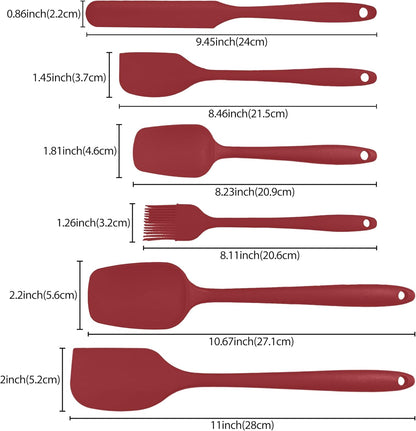 6 Pieces Silicone Spatula Set, Rubber Spatulas Silicone Heat Resistant Spatula Set for Kitchen Use, Food Grade Rubber Spatula with Ergonomic Grip, Cooking, BPA Free Dishwasher Safe(black)