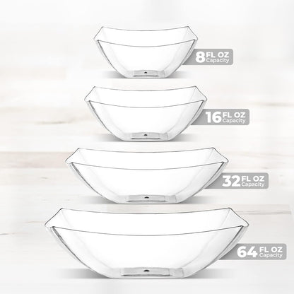 Posh Setting - White Plastic Square Serving Bowls for Party (16oz - 4 Pack), Disposable & Candy Containers for Party Table & Buffet