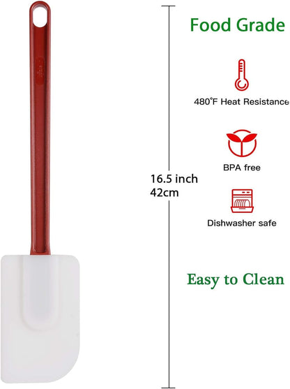 3 PCS Commercial Grade Heat Resistant Silicone Spatulas, 9.5-Inch Rubber Spatulas for Baking, Nonstick & BPA-Free