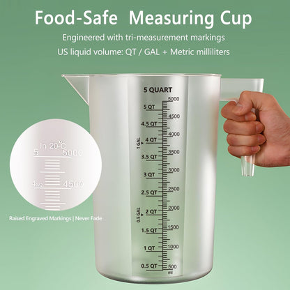 Plastic Measuring Cup with Handle, Pool Chemical Measuring Cup, Plastic Measuring Pitcher for Liquid Mixing, Pouring, Lawn Care, Pet Food, Motor Oil, Laboratory and More (32, Fluid Ounces, 1000ml)