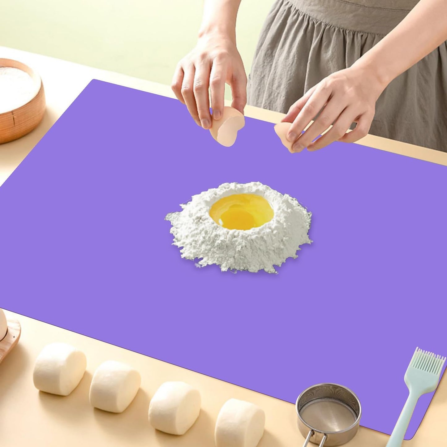 Extra Large Silicone Mats for Kitchen Counter, 27.6'' x 19.7'' Nonskid Silicone Placemats for Kids, Nonstick Purple Silicone Mat for Baking Crafts, Silicone Dab Mat Heat Resistant, 1Pack - Colors A