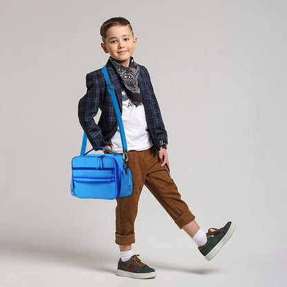 Cerbonny Kids Lunch Box, Insulated Lunch Bag for Girls and Boys, Durable Polyester with PEVA Lining, Adjustable Shoulder Strap, 10.8"L x 4"W x 8.8"H, 5 Pockets