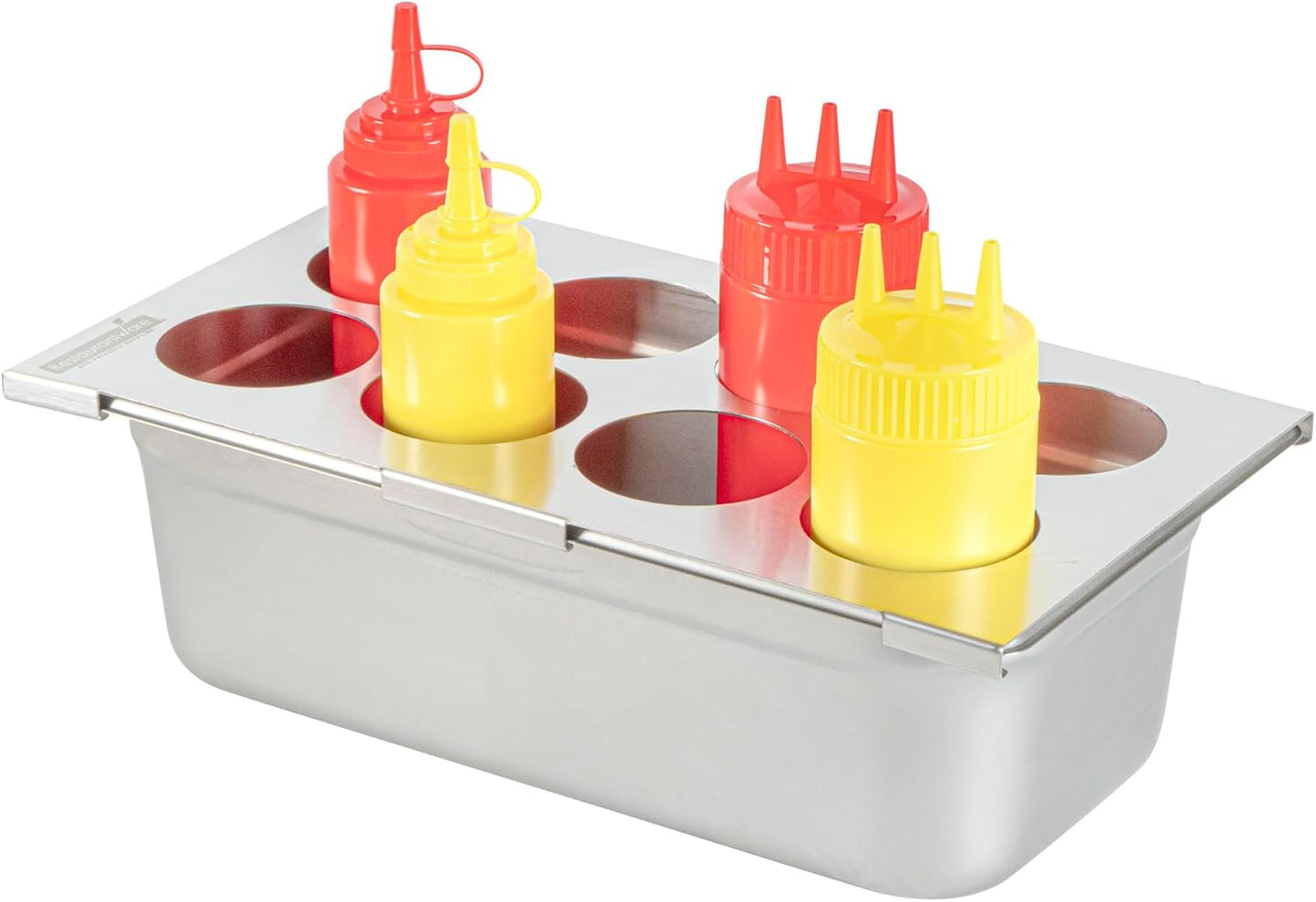 Restaurantware Stainless Steel Bottle Organizer - 1 Count - 6.299 x 7.087 x 0.394 Inches - Dishwasher-Friendly Condiment Holder - Kitchen Bottle Rack - Space-Saving Design - Silver
