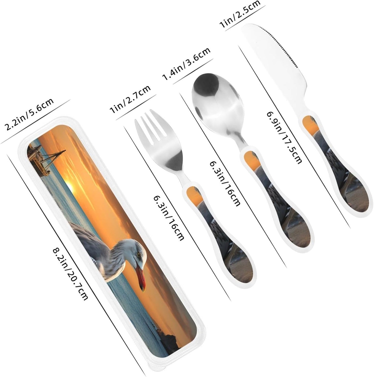 3-Piece Kids Silverware Set With Storage Case, Stainless Steel Reusable Children Safe Knife Spoon Fork Set Elephant Pattern Children Flatware Set For Kids Lunch Box