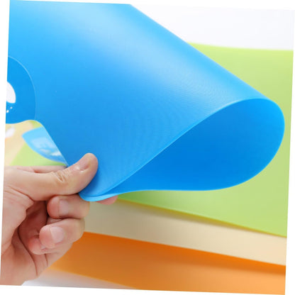 Unomor 4pcs Flexible Cutting Board Non-slip Textured Mats for Kitchen Prep Safe Material Includes Blue Green Beige Orange Easy to Hang and Store