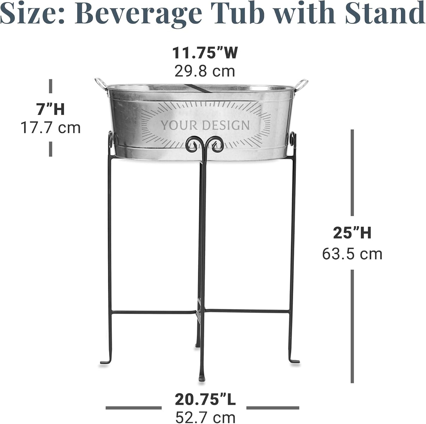 Let's Make Memories Personalized Beverage Tub - Custom Beverage Tub - Customize With Name & initial - Galvanized Drink Tub - 20 ¾"L x 11 ¾"W x 7" H - 5.5 Gallons