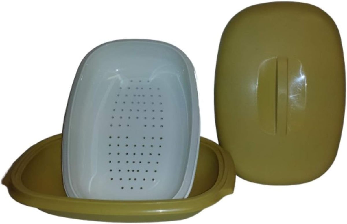Gold and White Tupperware Steamer w/ Divider