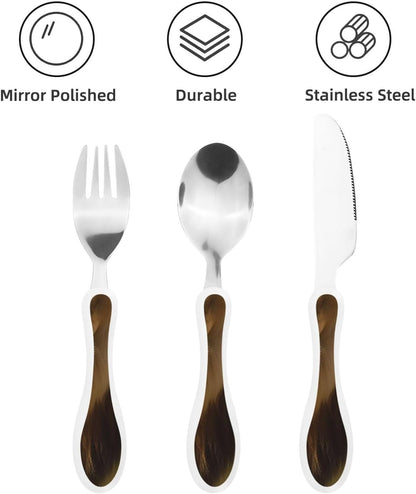 3-Piece Kids Silverware Set With Storage Case, Stainless Steel Reusable Children Safe Knife Spoon Fork Set Easter Bunny Eggs Spring Flower Rabbit Children Flatware Set For Kids Lunch Box