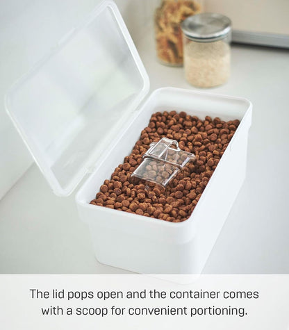 YAMAZAKI Home Tower Airtight Pet Food Storage Container - Cat And Dog Food Holder Bin With Transparent Lid And Handle - Extra Large - Polypropylene - 6.6 Gallons, 25 Liters
