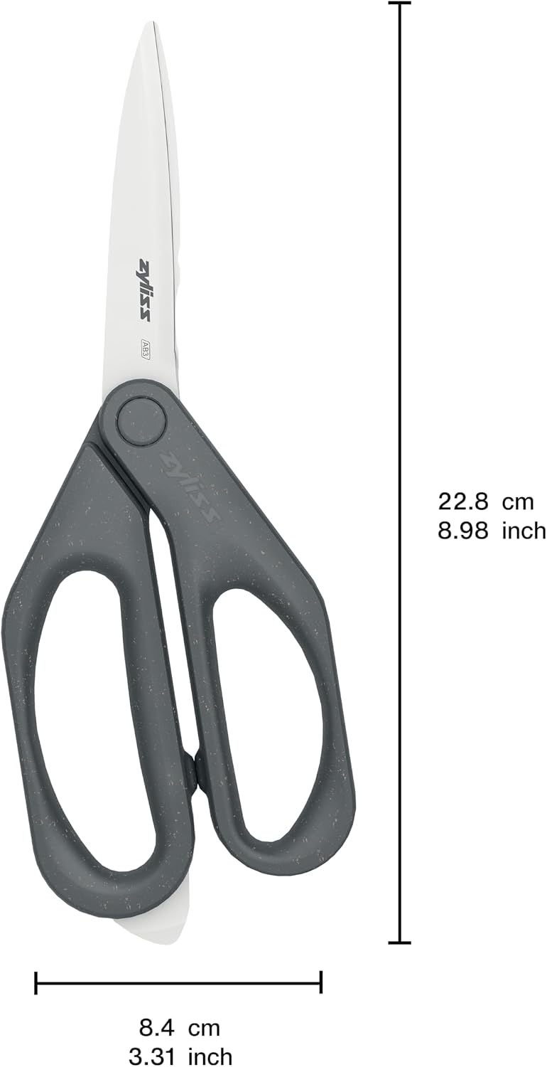 Zyliss Herb Snippers with Integrated Stem Stripper – Precision Blade Kitchen Scissors for Fresh Herbs, Parsley, Cilantro & Chives – Ergonomic Wheat Straw Handle, Left/Right-Handed, Dishwasher Safe
