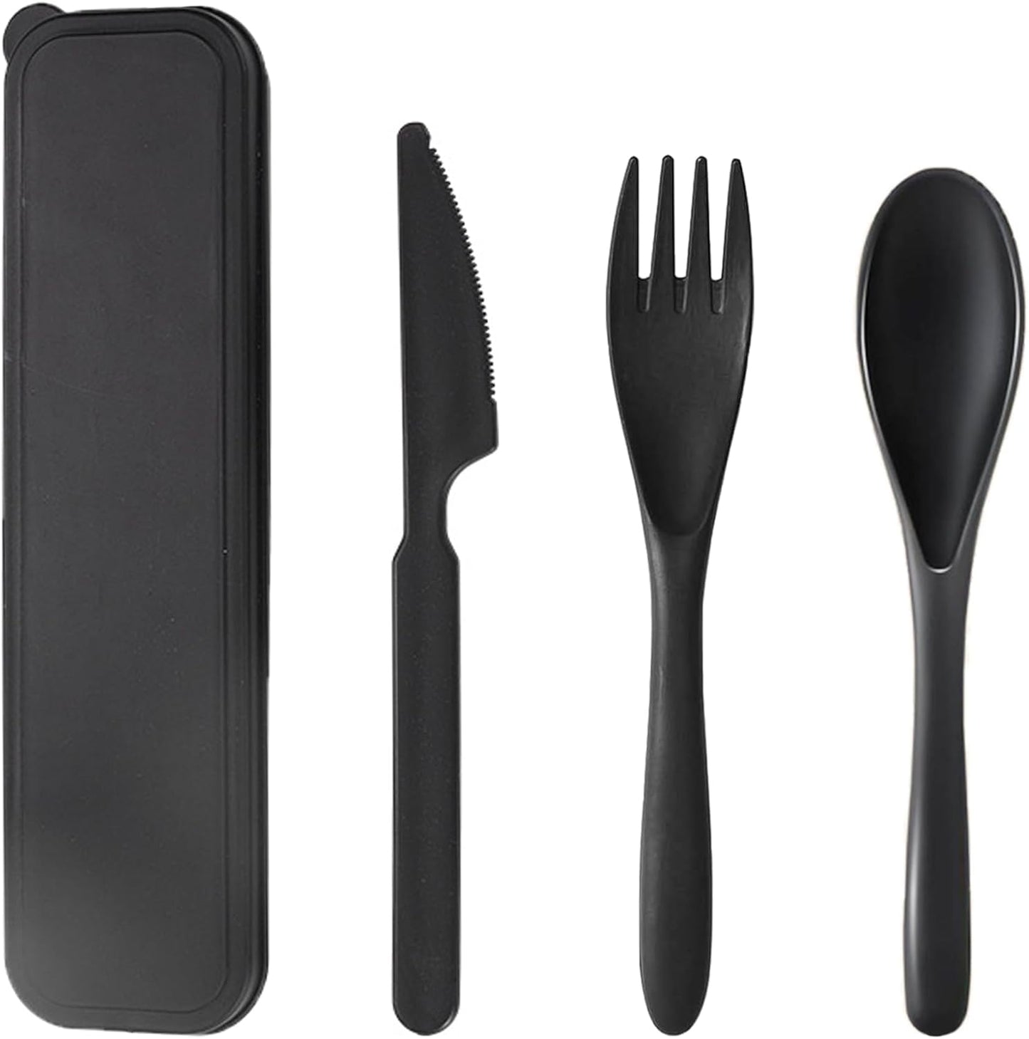 Reusable Travel Utensils with Case, Wheat Straw Portable Plastic Fork Spoons Knife Tableware, Eco-Friendly BPA Free Camping Cutlery for Lunch Box Accessories Work Picnic or Daily Use (Purple)