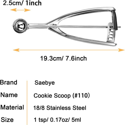 Saebye 4 oz Scoop, Large Ice Cream Scoop with Trigger, #8 Cookie Scoop,