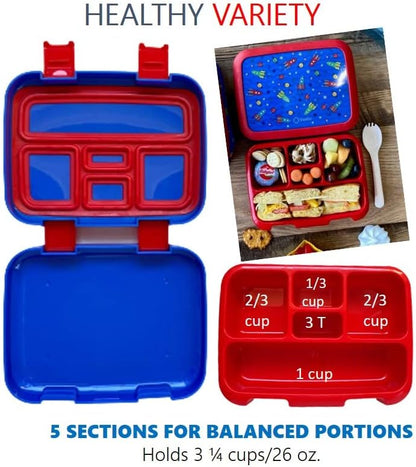 Bento Box with Stainless Steel Thermo, Insulated Lunch Bag, Ice Pack Set for Kids - 5 Compartments, Lunches or Snack Container for Girls, Toddlers Daycare Pre-School, Kindergarten Purple Unicorn