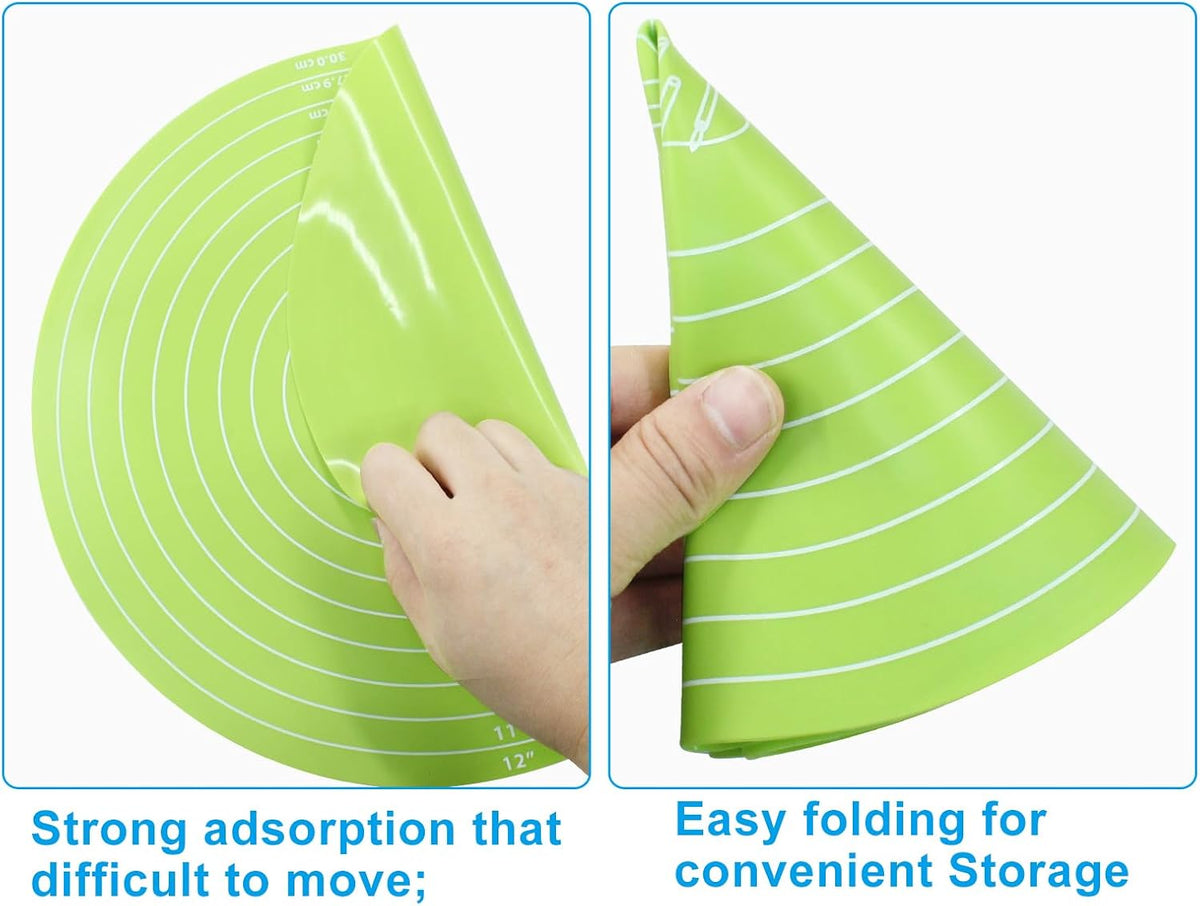 Hitefu 12 Inch Round Silicone Cake Mat, Green