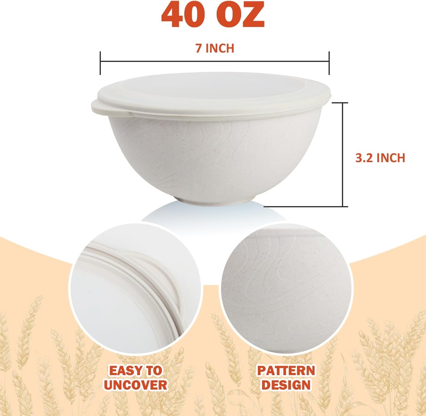 Wrova Wheat Straw Bowls for Kitchen set of 6,Anti-Scald Thick Soup Bowls 40oz,Microwave and Dishwasher Safe Bowl Sets, Unbreakable Cereal Bowl Sets. Vibrant Series