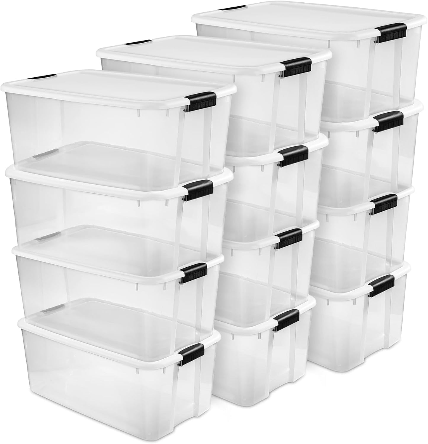 Sterilite 6-Pack Ultra Latching Box, Storage Bins with Lids, Clear Plastic, 18 Qt – Large Heavy-Duty Organizing Bin Containers for Home, Closet, Kitchen, Pantry, Bathroom, and Office