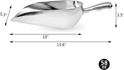 New Star Foodservice 34509 One-Piece Cast Aluminum Round Bottom Bar Ice Flour Utility Scoop, 5-Ounce, Silver (Hand Wash Only)