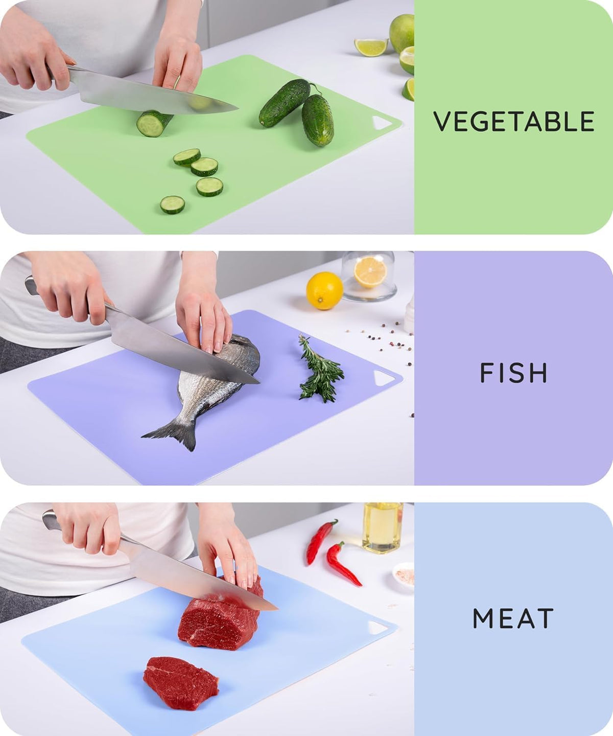 Cutting Boards for Kitchen, Plastic Cutting Board, Dishwasher Safe Cutting Boards with Juice Grooves for Meat, Veggies, Fruits, Easy Grip Handle, Serveware Accessories (Gray)