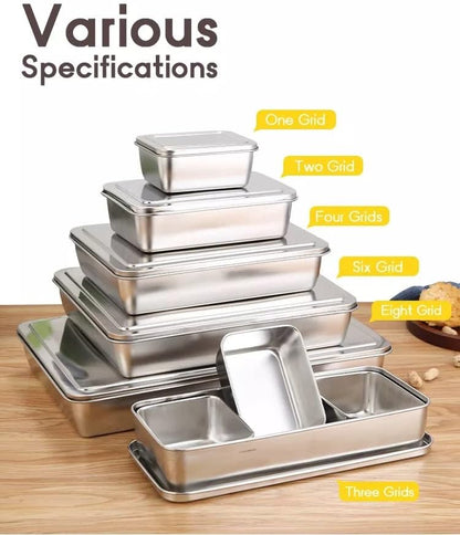 Xarra - Japanese Mini Container, Stainless Steel Yakumi Mise En Place Box, Multi Compartment Set For Food, Herbs, Seasoning and Spices (8 Compartment)