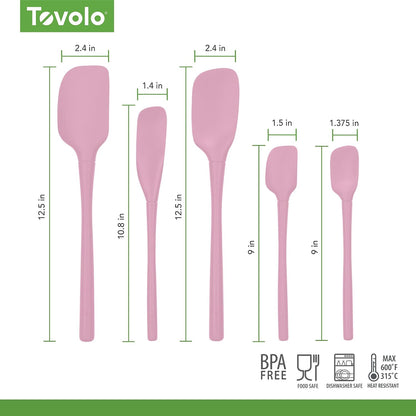 Tovolo Flex Core 5 Piece Silicone Spatula Set Heat Resistant All Silicone Utensils Include Non Stick Spatula Spoonula Jar Scraper, Dishwasher Safe BPA Free Spatulas for Baking Mixing, White