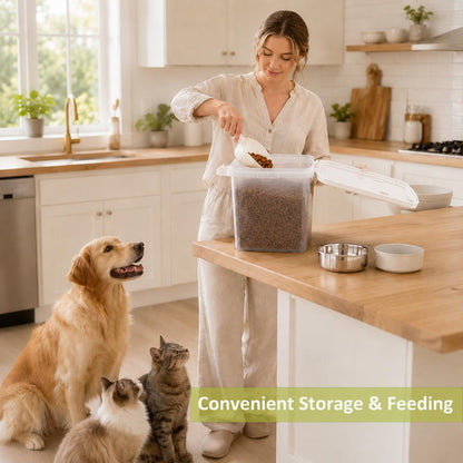2 Lbs Small Cat Dog Food Storage Container for Bird Seed, Pet Food, 2 Pack | 2QT Versatile Dry Food Bin Portable Dispenser with Wide-Mouth Pour Spout for Rice, Flour, Cereal, Storage and Organization