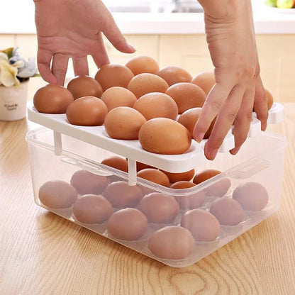 2 Tiers Eggs Container Deviled Eggs Carrier Eggs Holder with Handle for Fridge Freezer Storage