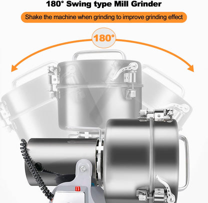 Swing Grain Mill 2500g,Electric Grain Grinder,Stainless Steel Grain Mill Grinder 4500W,High-speed Spice Herb Grinders Commercial Superfine Machine Dry Cereals Pulverizer 110V